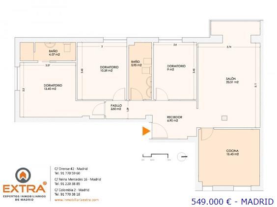 Vendo piso de 3 habitaciones en  Madrid Capital