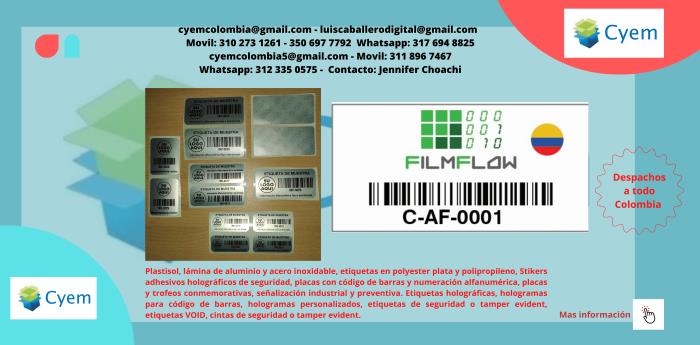 placas y etiquetas de seguridad para control de inventarios